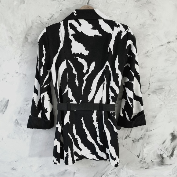 WRAPPER Black & White Short Trench Coat Car Coat - Picture 4 of 8